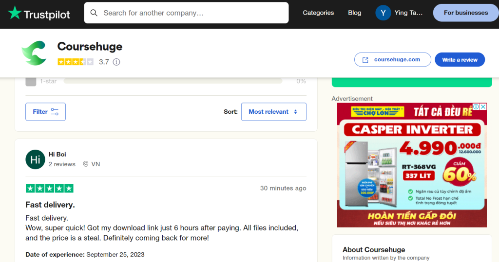 Trustpilot Coursehuge