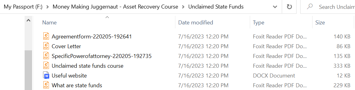 Unclaimed State Funds