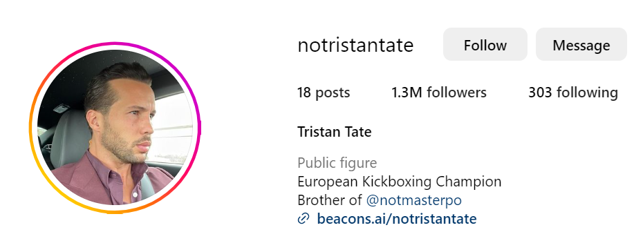 Tristan Tate Instagram