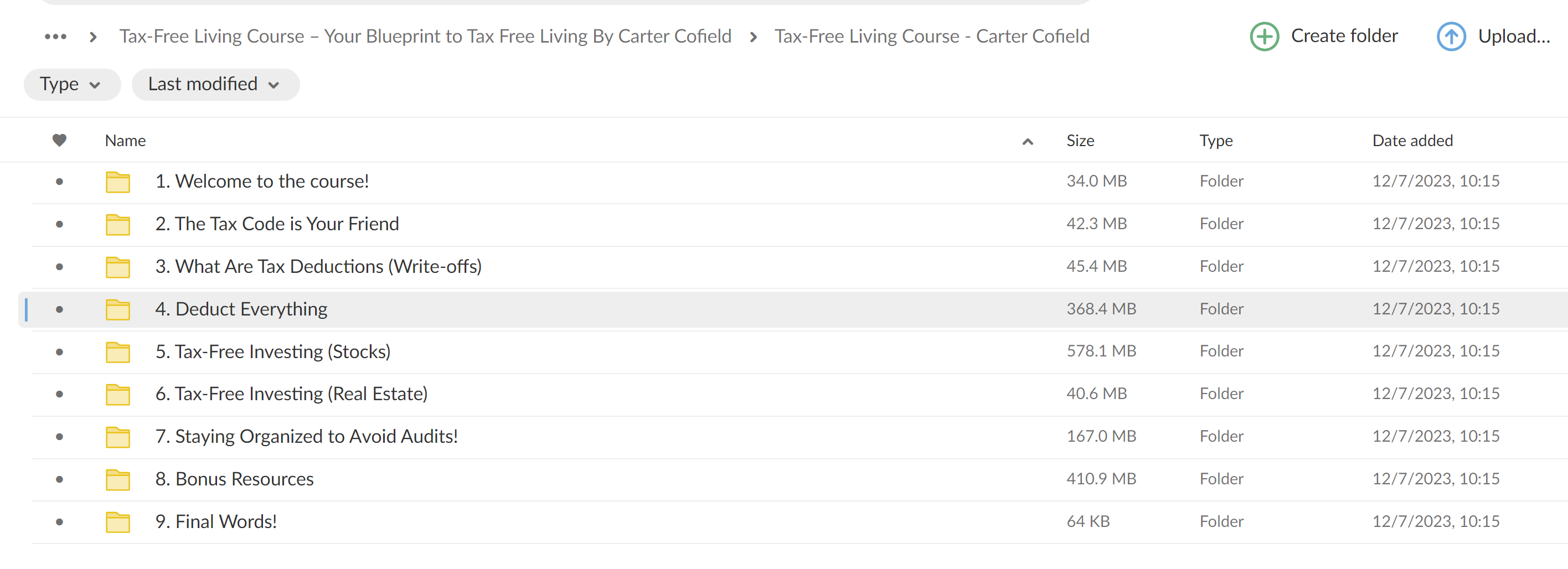 Carter Cofield Tax Free Living Course