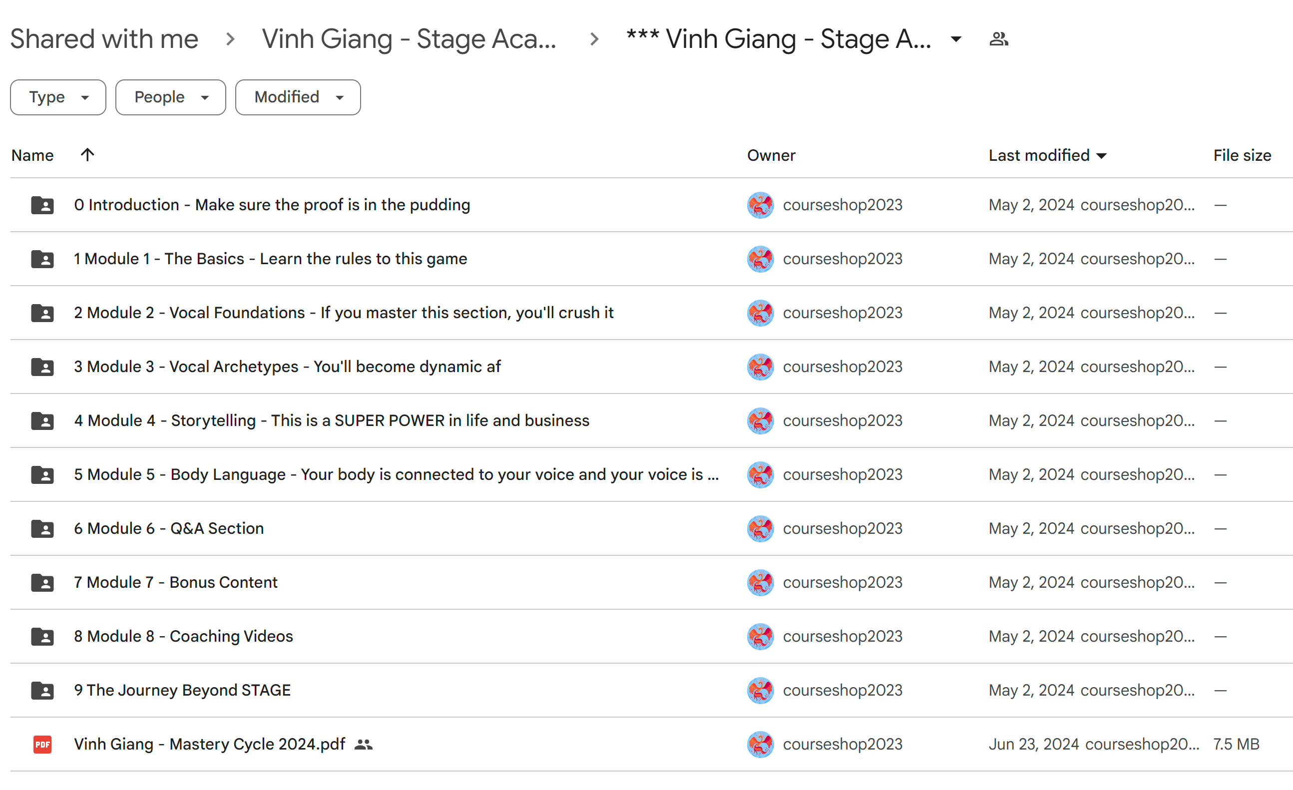 Vinh Giang Stage Academy Course 2024