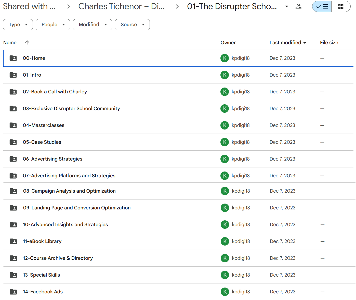 Disrupter School course