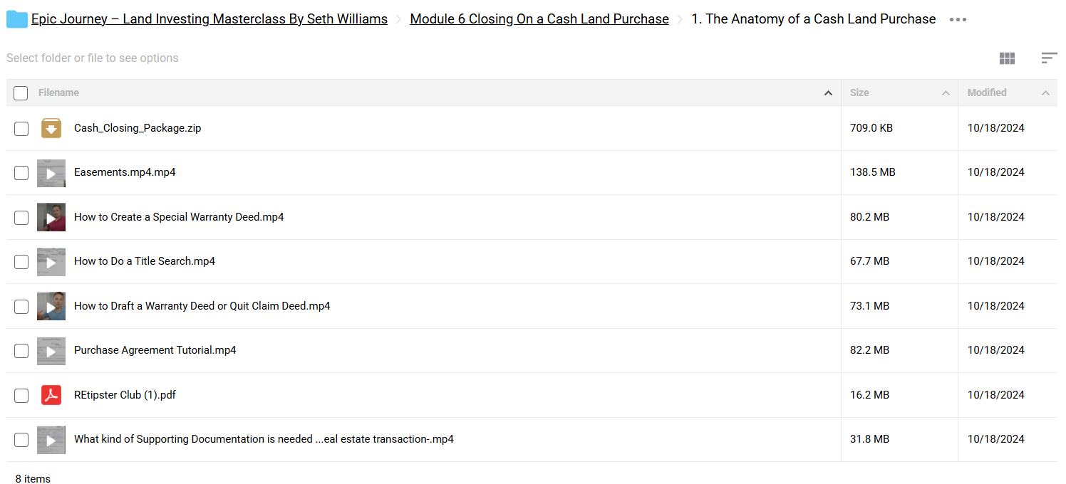 Seth Williams Course 