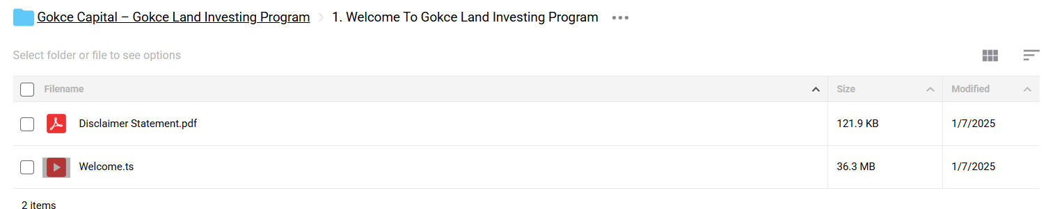 Gokce Land Investing Program