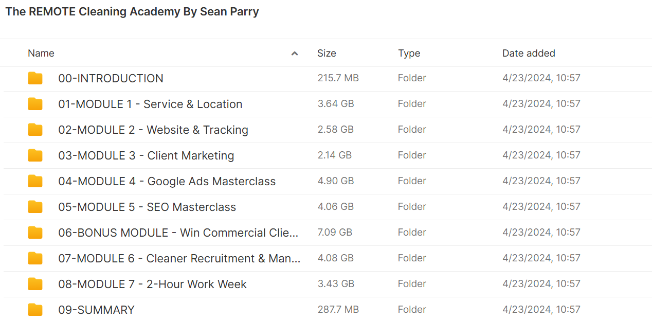 Download Sean Parry Remote Cleaning Academy