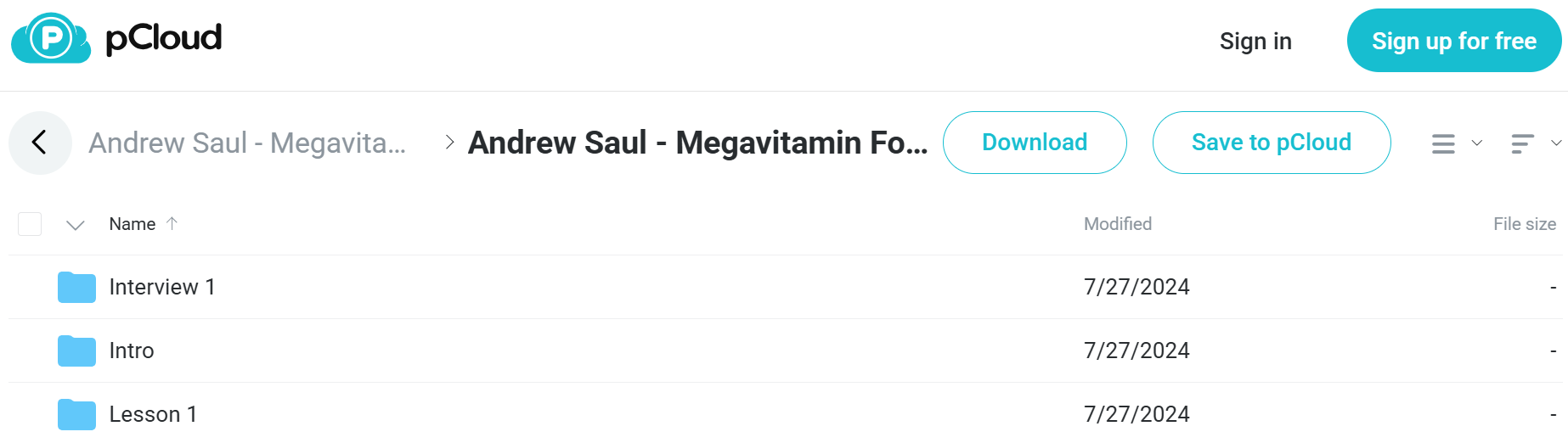 Megavitamin Formula course