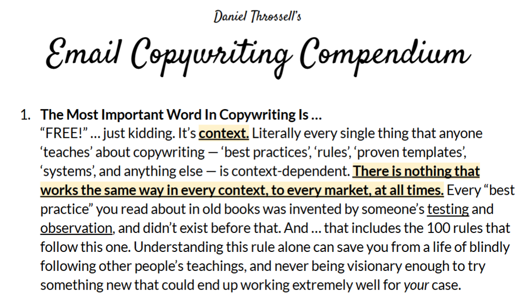 Email Copywriting Compendium course