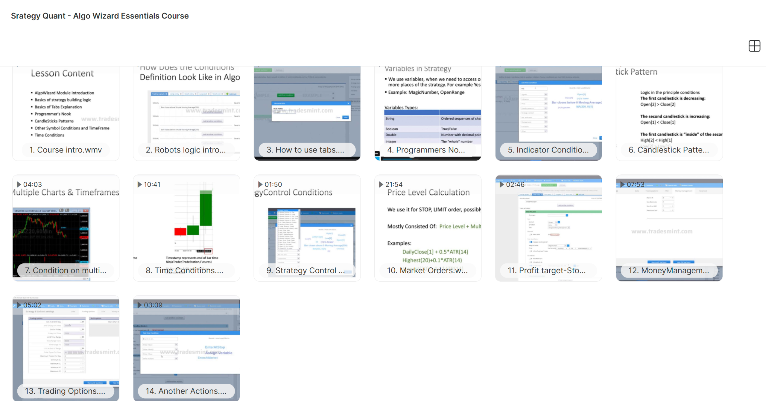 Strategy Quant course