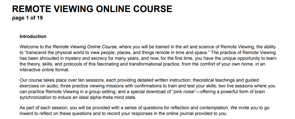 Remote Viewing Online Training course