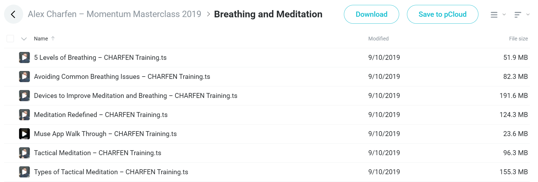 Momentum Masterclass 2019 course