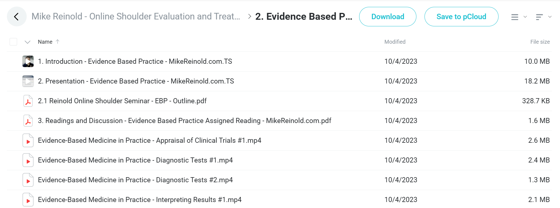 Online Shoulder Evaluation and Treatment course