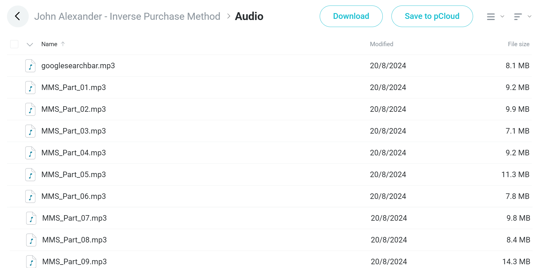 Inverse Purchase Method course