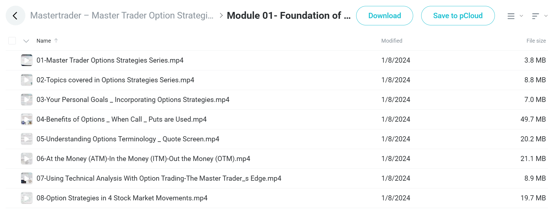 Option Strategies Series course