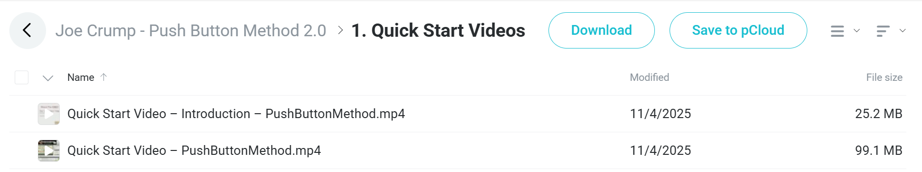Push Button Method 2.0 course